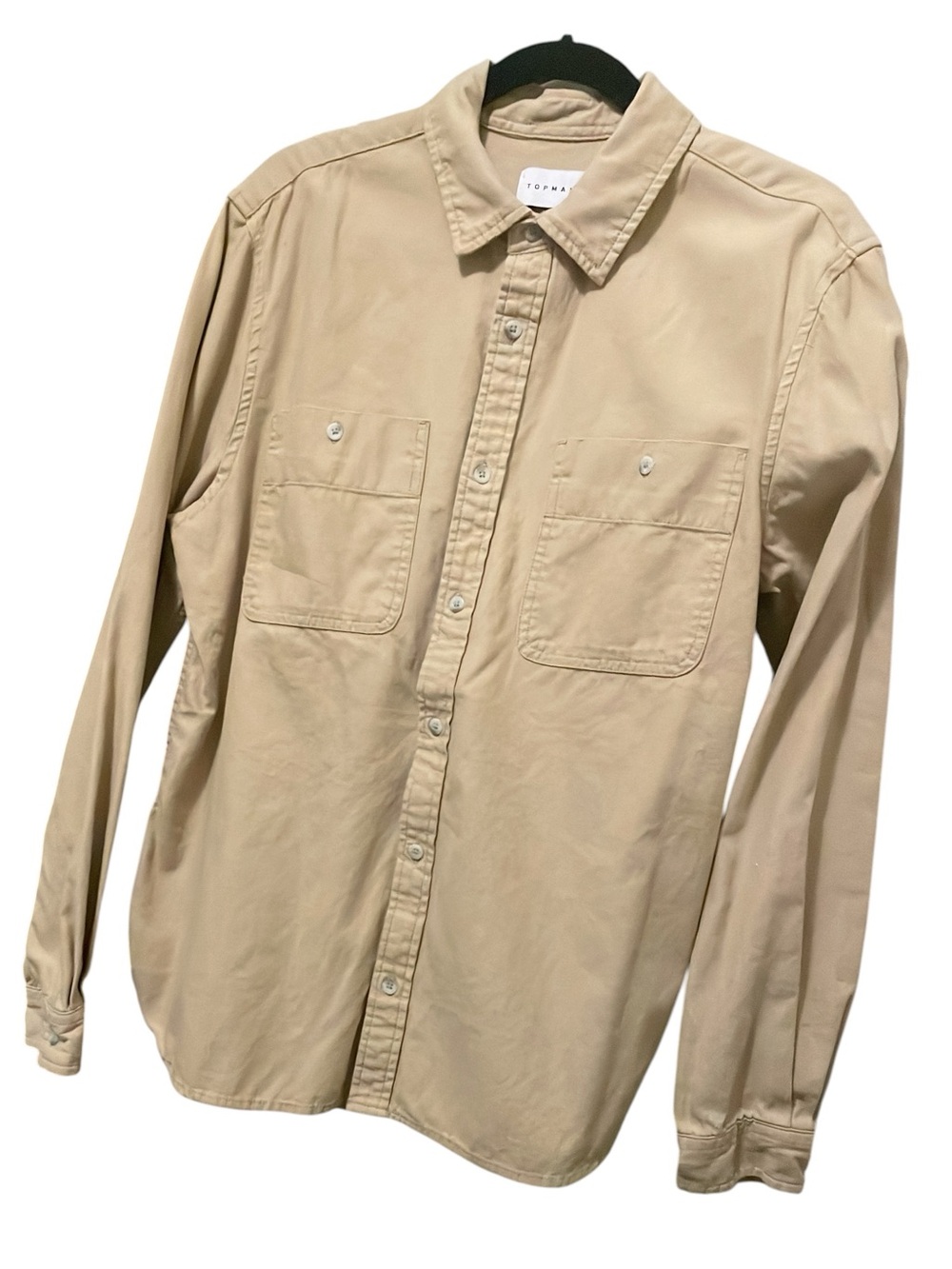 Topman Khaki Button-Down Workwear Shirt